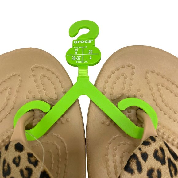 Crocs Kadee II Leopard Flip Flop Thong Sandals Women 6 - Picture 8 of 12